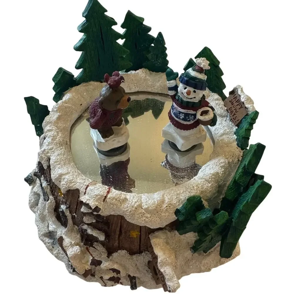 Vtg St. Nicholas Square Musical Collectible Let it Snow w/Skating Figures Works